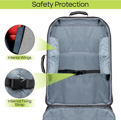 Padded Car Seat Travel Bag for Airplane, Heavy Duty Backpack for Air Travel, Water-Resistant Carrier with Shoulder Strap, Fits Most Car Seats (Black)