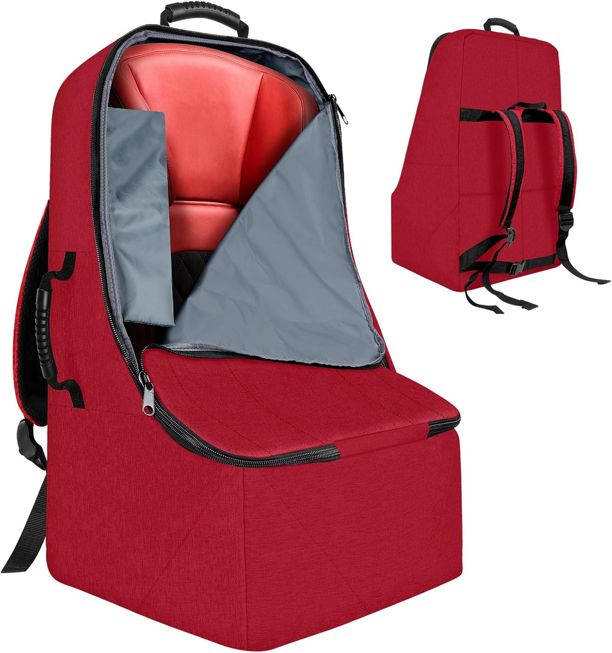 Padded Car Seat Travel Bag for Airplane, Heavy Duty Backpack for Air Travel, Water-Resistant Carrier with Shoulder Strap, Fits Most Car Seats (Black)