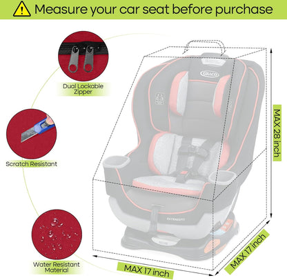 Padded Car Seat Travel Bag for Airplane, Heavy Duty Backpack for Air Travel, Water-Resistant Carrier with Shoulder Strap, Fits Most Car Seats (Black)