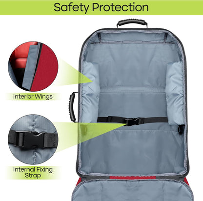 Padded Car Seat Travel Bag for Airplane, Heavy Duty Backpack for Air Travel, Water-Resistant Carrier with Shoulder Strap, Fits Most Car Seats (Black)