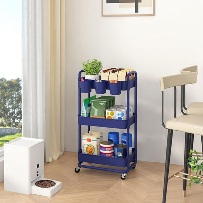 4-Tier Plastic Rolling Storage Cart Utility Cart White