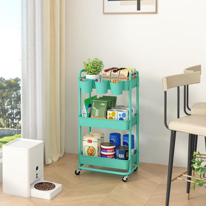 4-Tier Plastic Rolling Storage Cart Utility Cart White