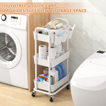 4-Tier Plastic Rolling Storage Cart Utility Cart White