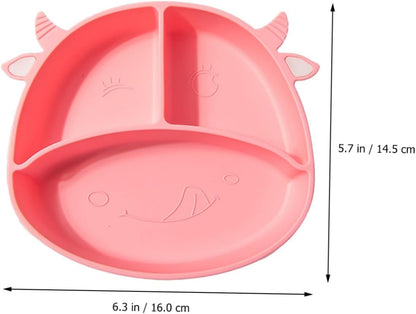 Silicone Divided Baby Suction Plate for Toddlers and Kids Pink