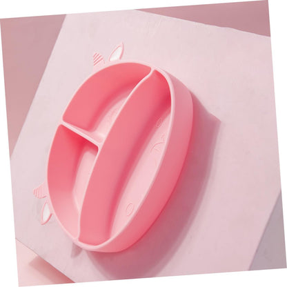 Silicone Divided Baby Suction Plate for Toddlers and Kids Pink