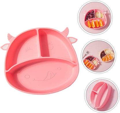 Silicone Divided Baby Suction Plate for Toddlers and Kids Pink