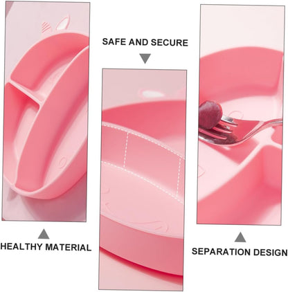 Silicone Divided Baby Suction Plate for Toddlers and Kids Pink