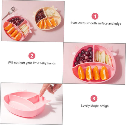 Silicone Divided Baby Suction Plate for Toddlers and Kids Pink
