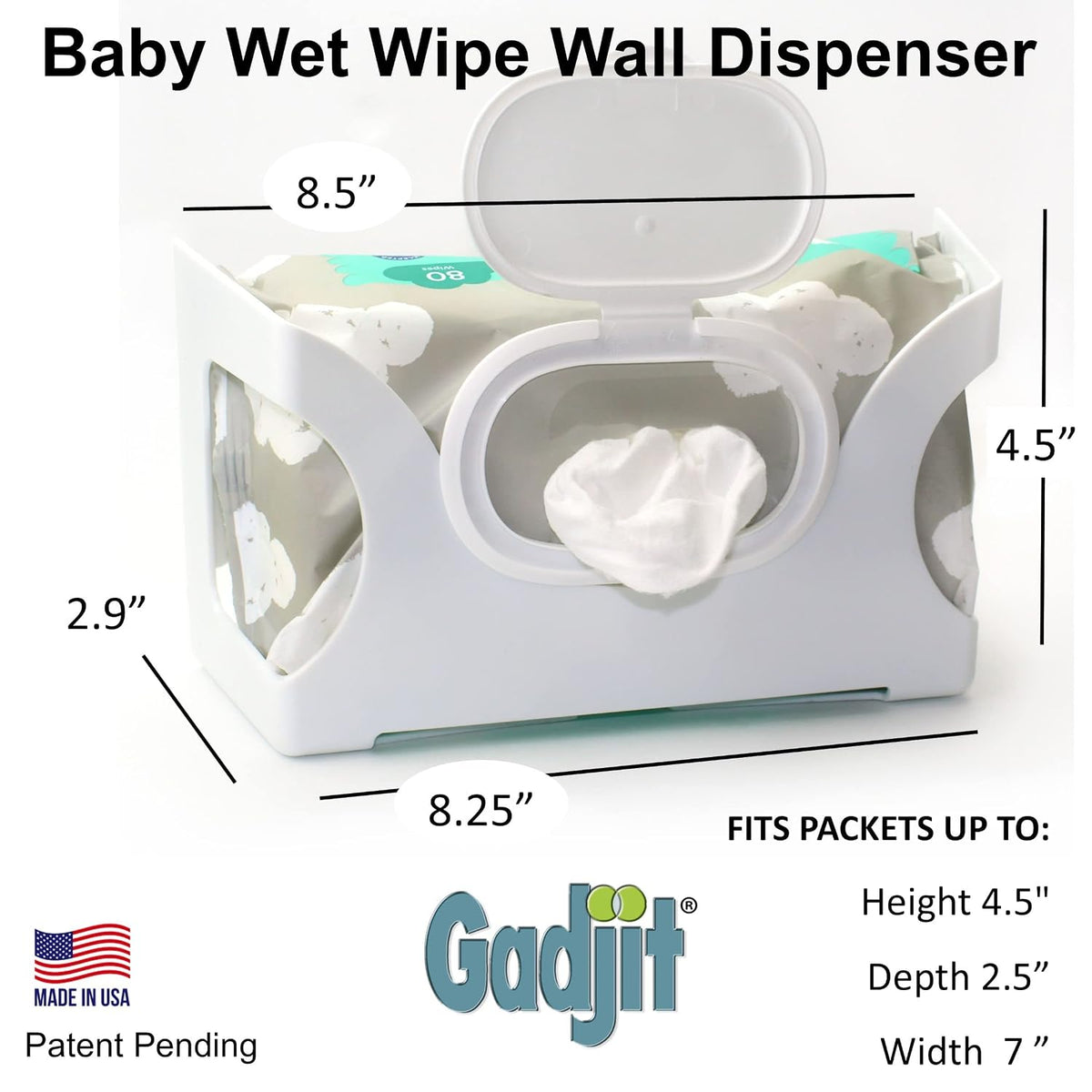 Baby Wet Wipe Wall Mounted Dispenser 2 Pk-White