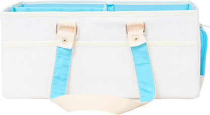 Foldable Diaper Caddy Organizer (White Blue)