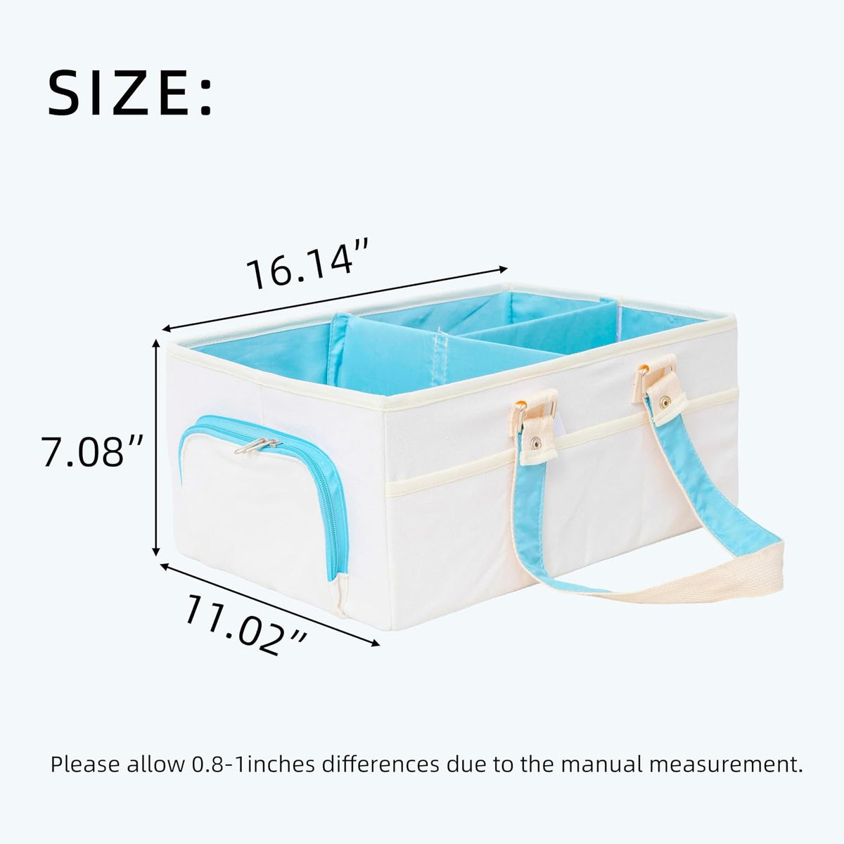 Foldable Diaper Caddy Organizer (White Blue)