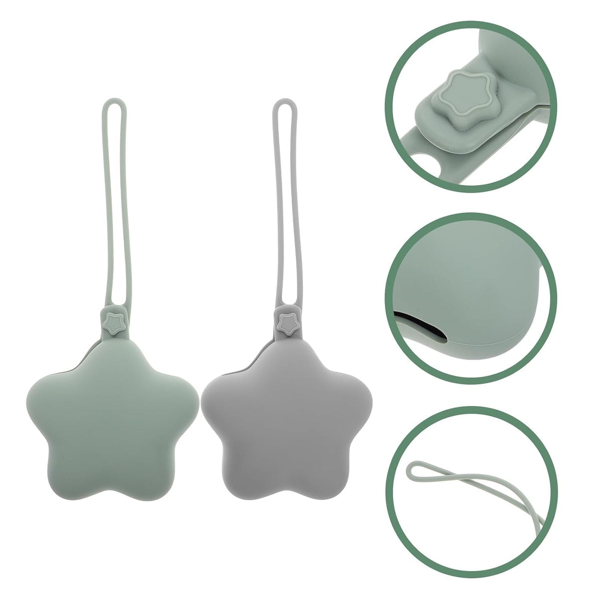Silicone Holder Case and Storage Container for Newborns, Portable Dustproof Clip Cover, Gray-Green and Gray Care Accessory for Travel and Home Use