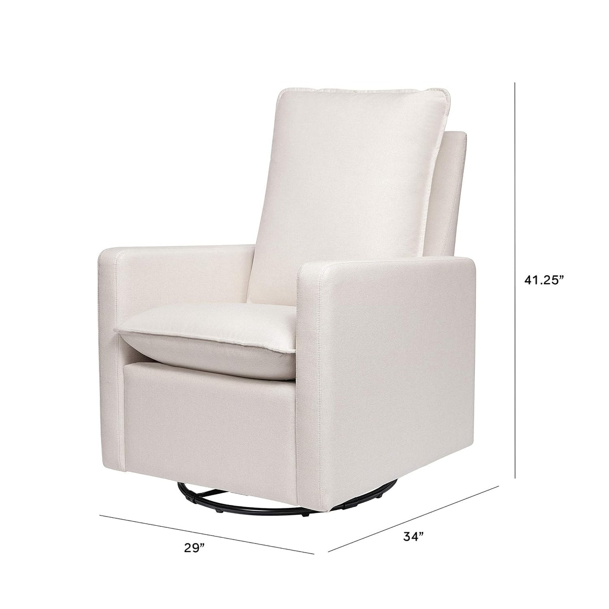 Cali Pillowback Swivel Glider in Performance Plastic Cream Eco-Weave, Water Repellent & Stain Resistant, Greenguard Gold and CertiPUR-US Certified