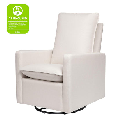 Cali Pillowback Swivel Glider in Performance Plastic Cream Eco-Weave, Water Repellent & Stain Resistant, Greenguard Gold and CertiPUR-US Certified