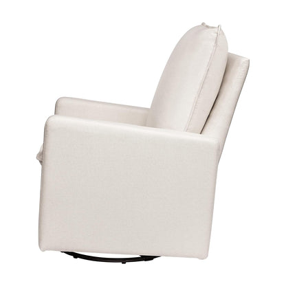 Cali Pillowback Swivel Glider in Performance Plastic Cream Eco-Weave, Water Repellent & Stain Resistant, Greenguard Gold and CertiPUR-US Certified