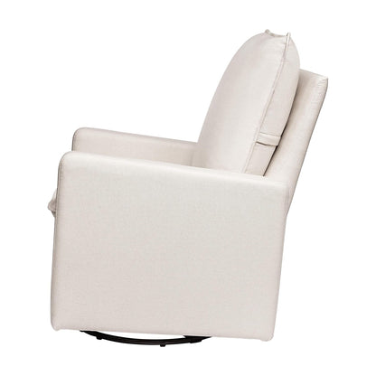 Cali Pillowback Swivel Glider in Performance Plastic Cream Eco-Weave, Water Repellent & Stain Resistant, Greenguard Gold and CertiPUR-US Certified