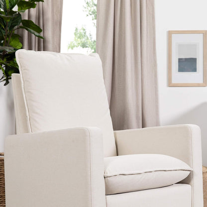 Cali Pillowback Swivel Glider in Performance Plastic Cream Eco-Weave, Water Repellent & Stain Resistant, Greenguard Gold and CertiPUR-US Certified