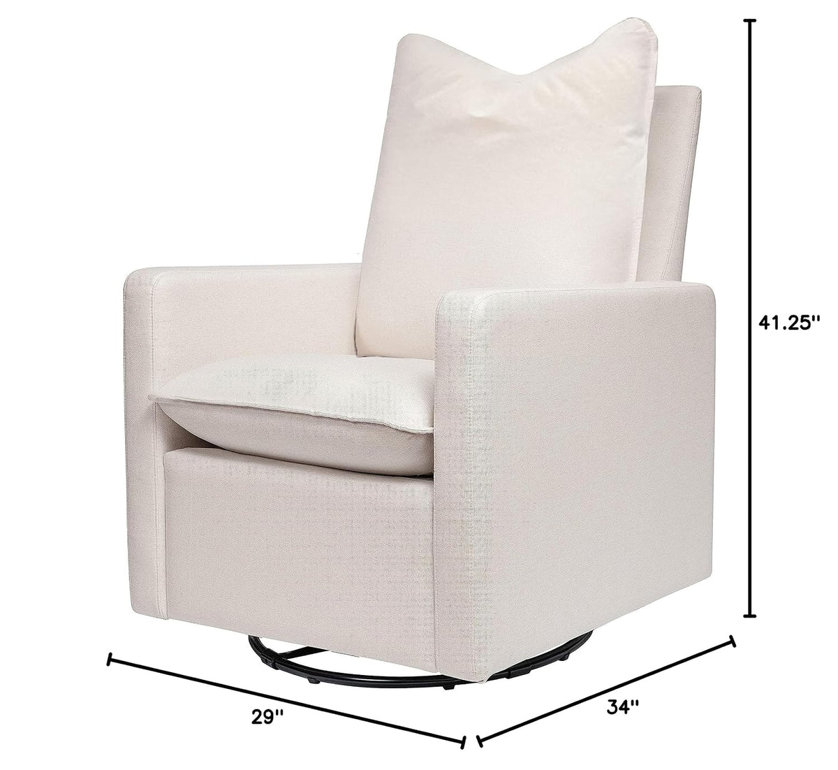 Cali Pillowback Swivel Glider in Performance Plastic Cream Eco-Weave, Water Repellent & Stain Resistant, Greenguard Gold and CertiPUR-US Certified