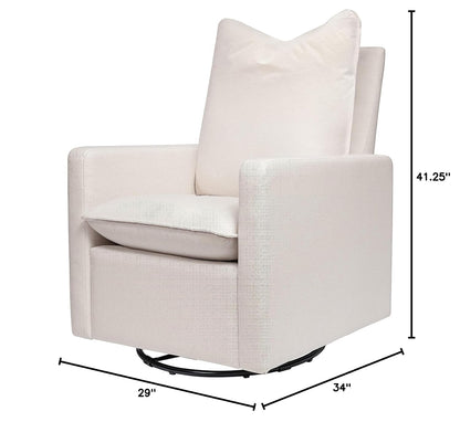 Cali Pillowback Swivel Glider in Performance Plastic Cream Eco-Weave, Water Repellent & Stain Resistant, Greenguard Gold and CertiPUR-US Certified