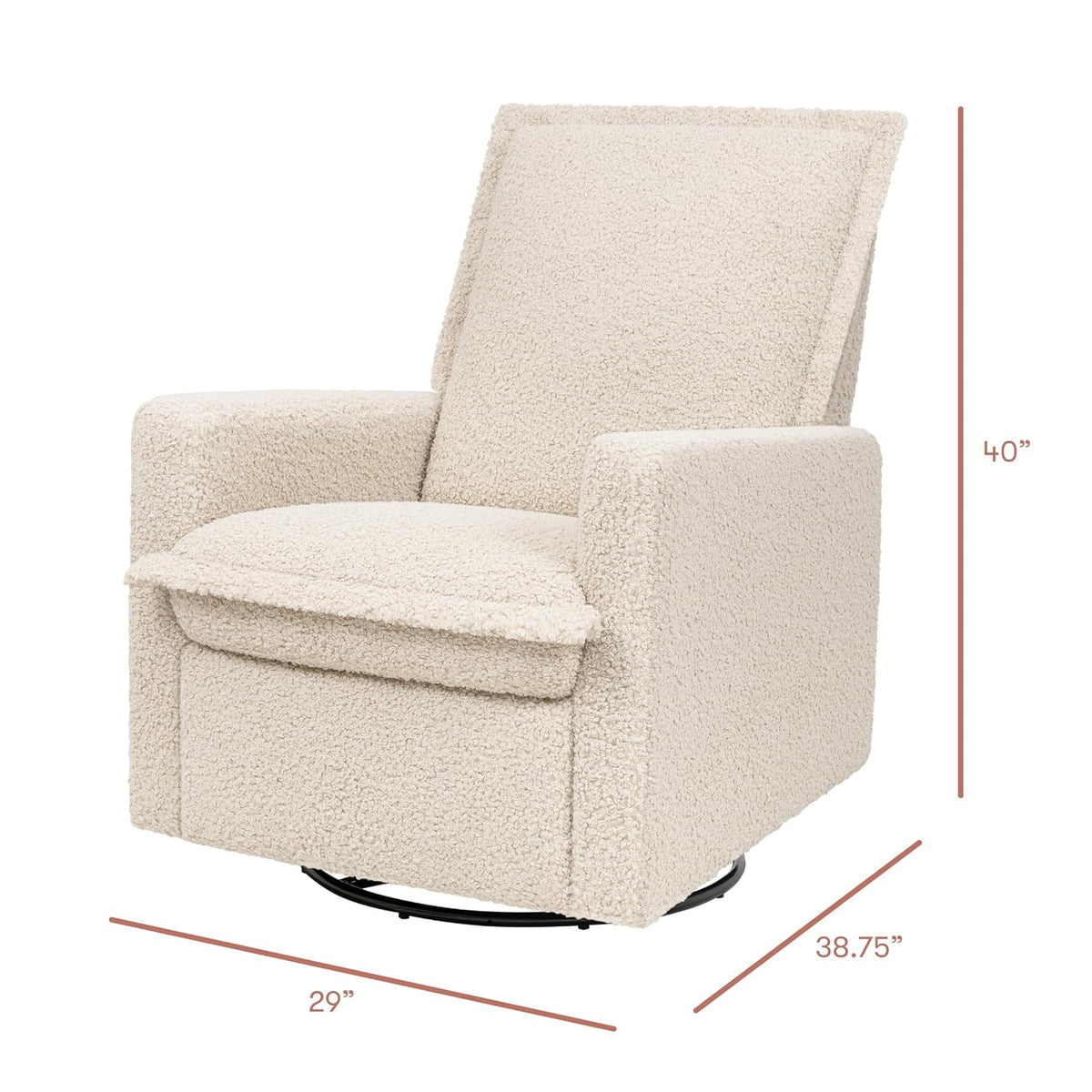 Cali Pillowback Swivel Glider in Performance Plastic Cream Eco-Weave, Water Repellent & Stain Resistant, Greenguard Gold and CertiPUR-US Certified