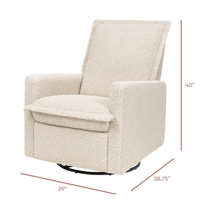 Cali Pillowback Swivel Glider in Performance Plastic Cream Eco-Weave, Water Repellent & Stain Resistant, Greenguard Gold and CertiPUR-US Certified