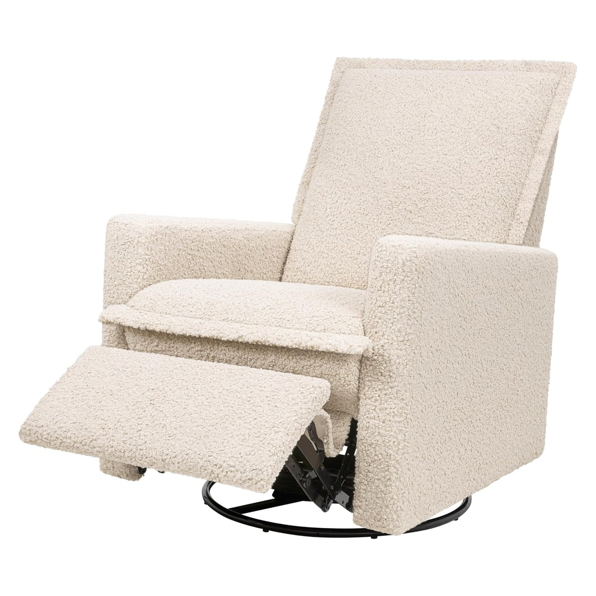 Cali Pillowback Swivel Glider in Performance Plastic Cream Eco-Weave, Water Repellent & Stain Resistant, Greenguard Gold and CertiPUR-US Certified