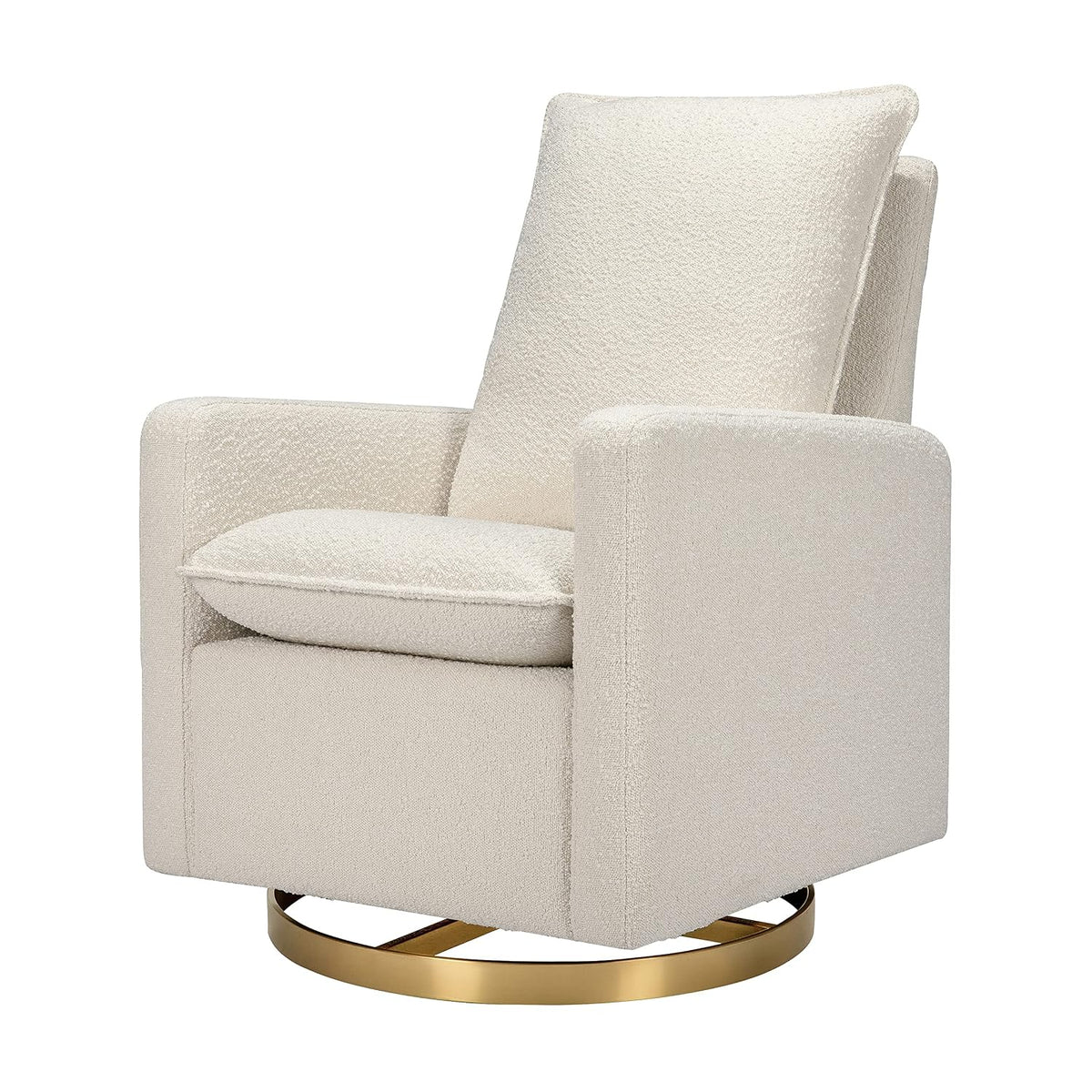 Cali Pillowback Swivel Glider in Performance Plastic Cream Eco-Weave, Water Repellent & Stain Resistant, Greenguard Gold and CertiPUR-US Certified