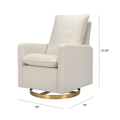 Cali Pillowback Swivel Glider in Performance Plastic Cream Eco-Weave, Water Repellent & Stain Resistant, Greenguard Gold and CertiPUR-US Certified