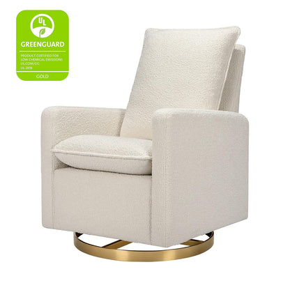 Cali Pillowback Swivel Glider in Performance Plastic Cream Eco-Weave, Water Repellent & Stain Resistant, Greenguard Gold and CertiPUR-US Certified