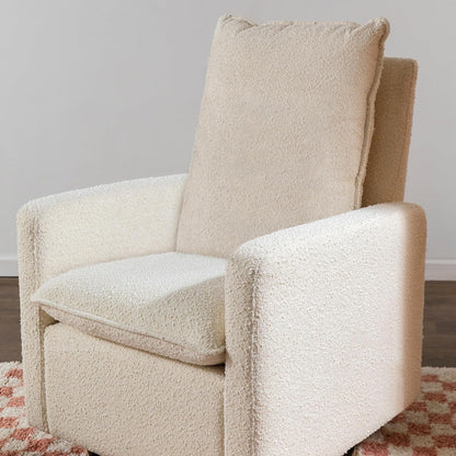 Cali Pillowback Swivel Glider in Performance Plastic Cream Eco-Weave, Water Repellent & Stain Resistant, Greenguard Gold and CertiPUR-US Certified