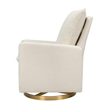 Cali Pillowback Swivel Glider in Performance Plastic Cream Eco-Weave, Water Repellent & Stain Resistant, Greenguard Gold and CertiPUR-US Certified