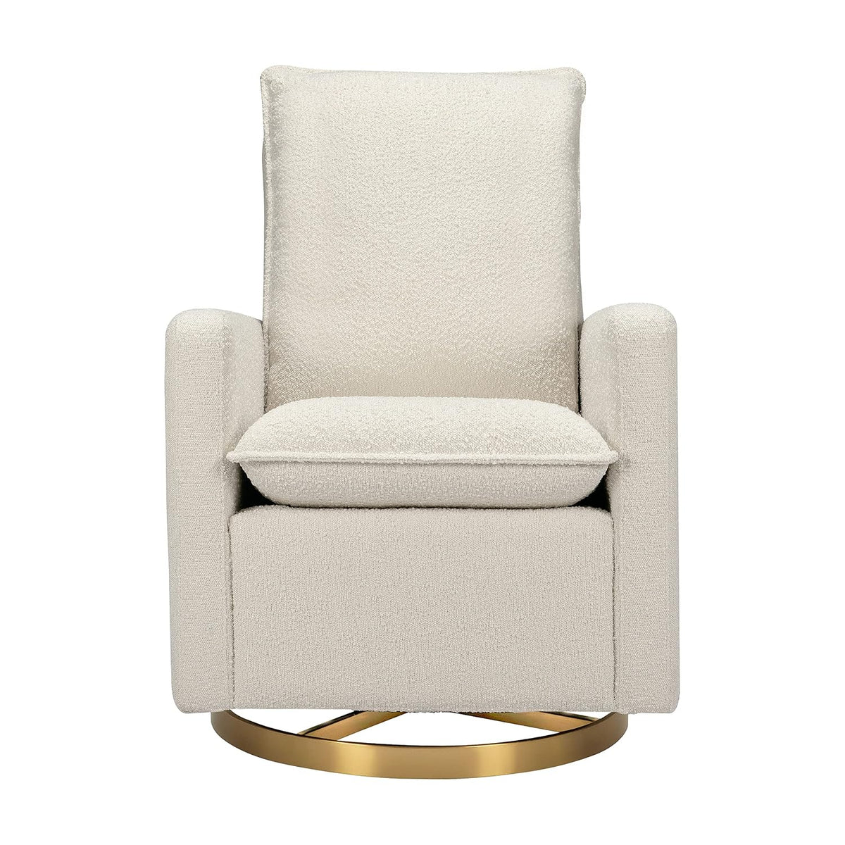 Cali Pillowback Swivel Glider in Performance Plastic Cream Eco-Weave, Water Repellent & Stain Resistant, Greenguard Gold and CertiPUR-US Certified