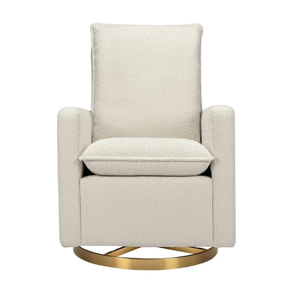 Cali Pillowback Swivel Glider in Performance Plastic Cream Eco-Weave, Water Repellent & Stain Resistant, Greenguard Gold and CertiPUR-US Certified