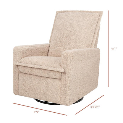 Cali Pillowback Swivel Glider in Performance Plastic Cream Eco-Weave, Water Repellent & Stain Resistant, Greenguard Gold and CertiPUR-US Certified