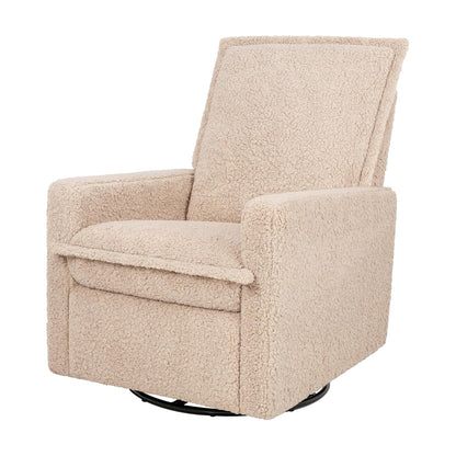 Cali Pillowback Swivel Glider in Performance Plastic Cream Eco-Weave, Water Repellent & Stain Resistant, Greenguard Gold and CertiPUR-US Certified