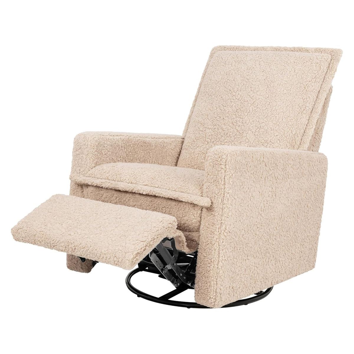 Cali Pillowback Swivel Glider in Performance Plastic Cream Eco-Weave, Water Repellent & Stain Resistant, Greenguard Gold and CertiPUR-US Certified