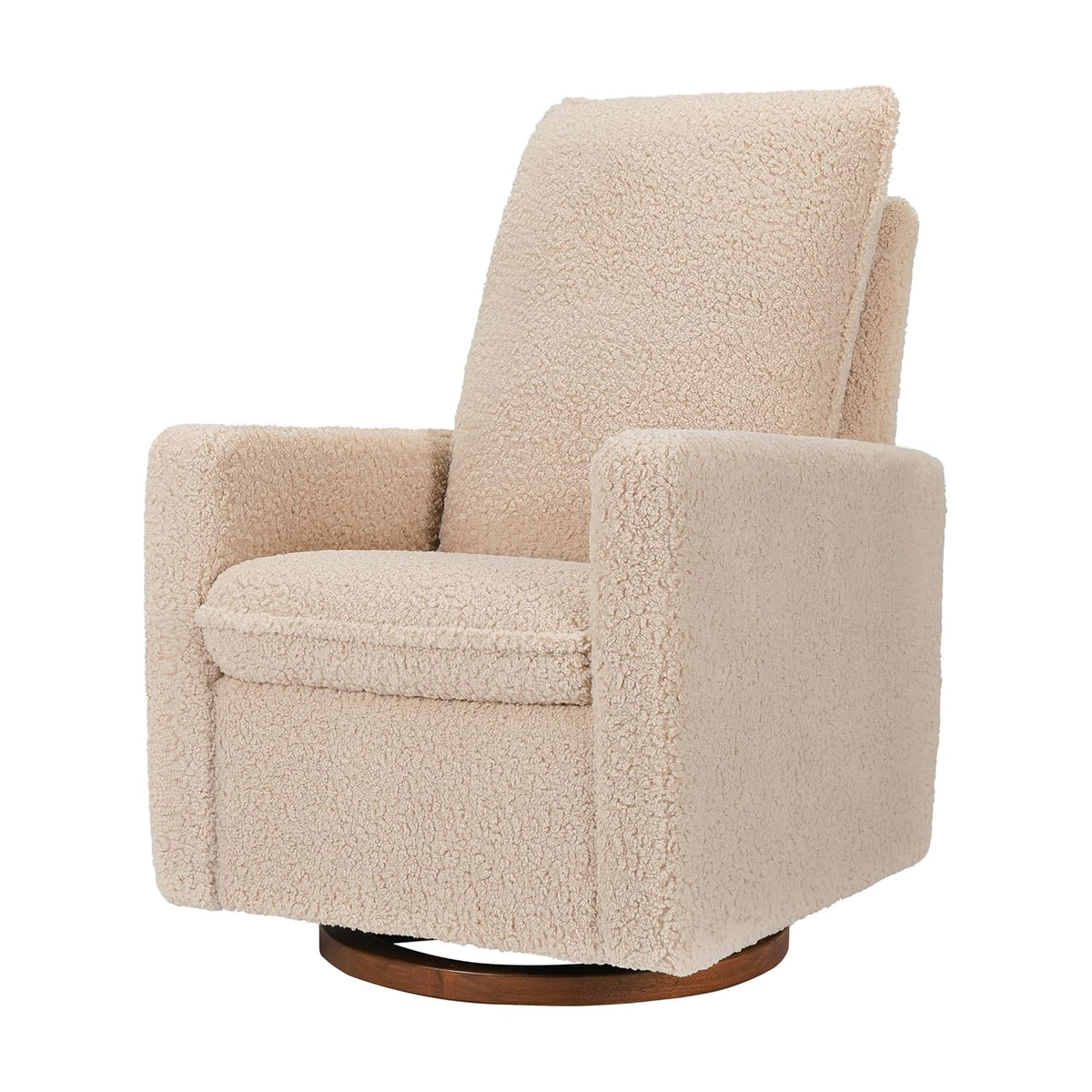 Cali Pillowback Swivel Glider in Performance Plastic Cream Eco-Weave, Water Repellent & Stain Resistant, Greenguard Gold and CertiPUR-US Certified