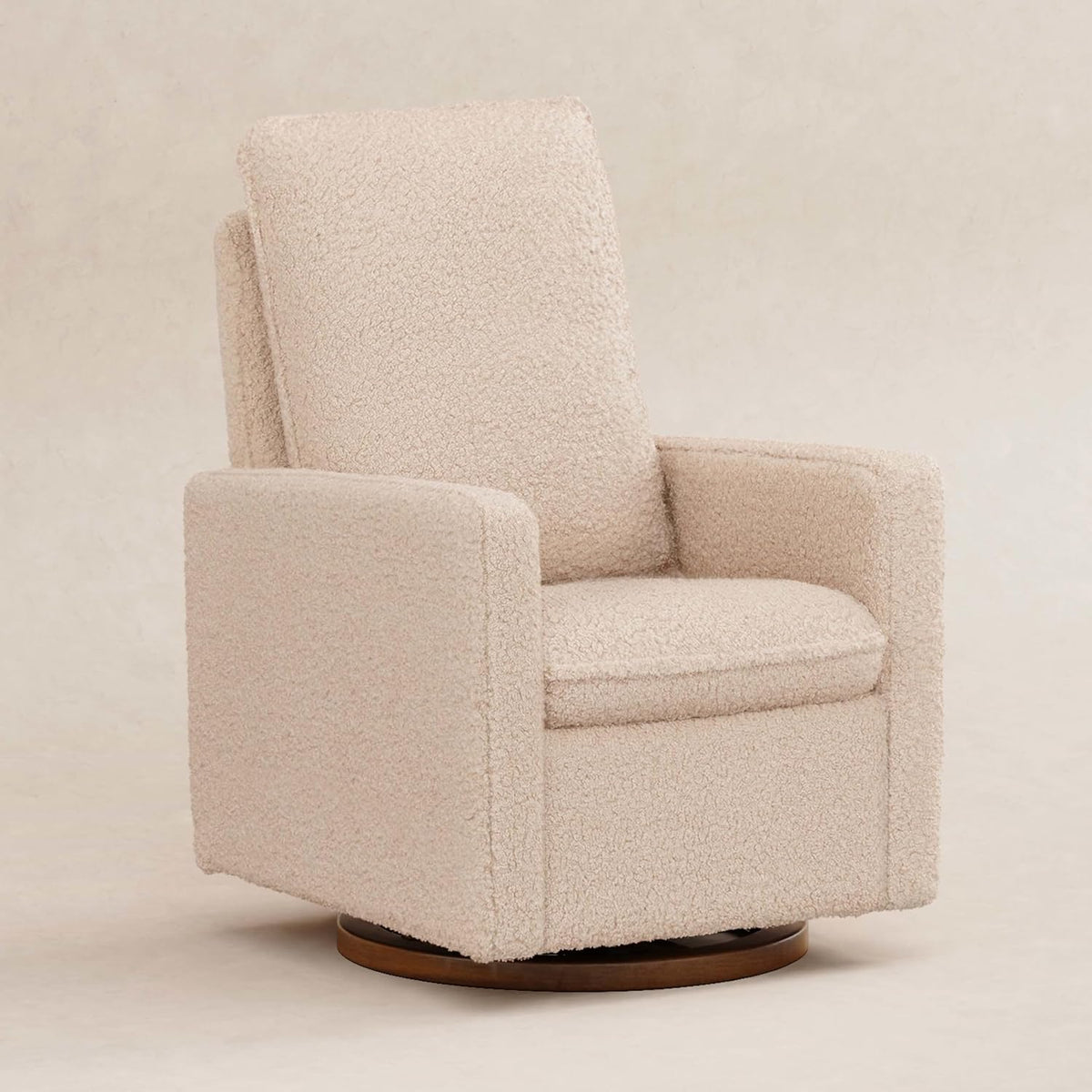 Cali Pillowback Swivel Glider in Performance Plastic Cream Eco-Weave, Water Repellent & Stain Resistant, Greenguard Gold and CertiPUR-US Certified