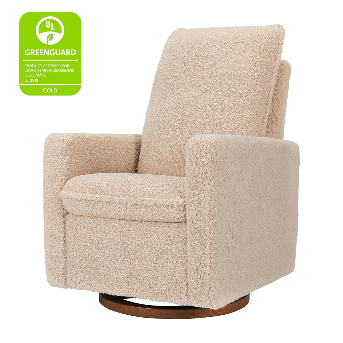 Cali Pillowback Swivel Glider in Performance Plastic Cream Eco-Weave, Water Repellent & Stain Resistant, Greenguard Gold and CertiPUR-US Certified