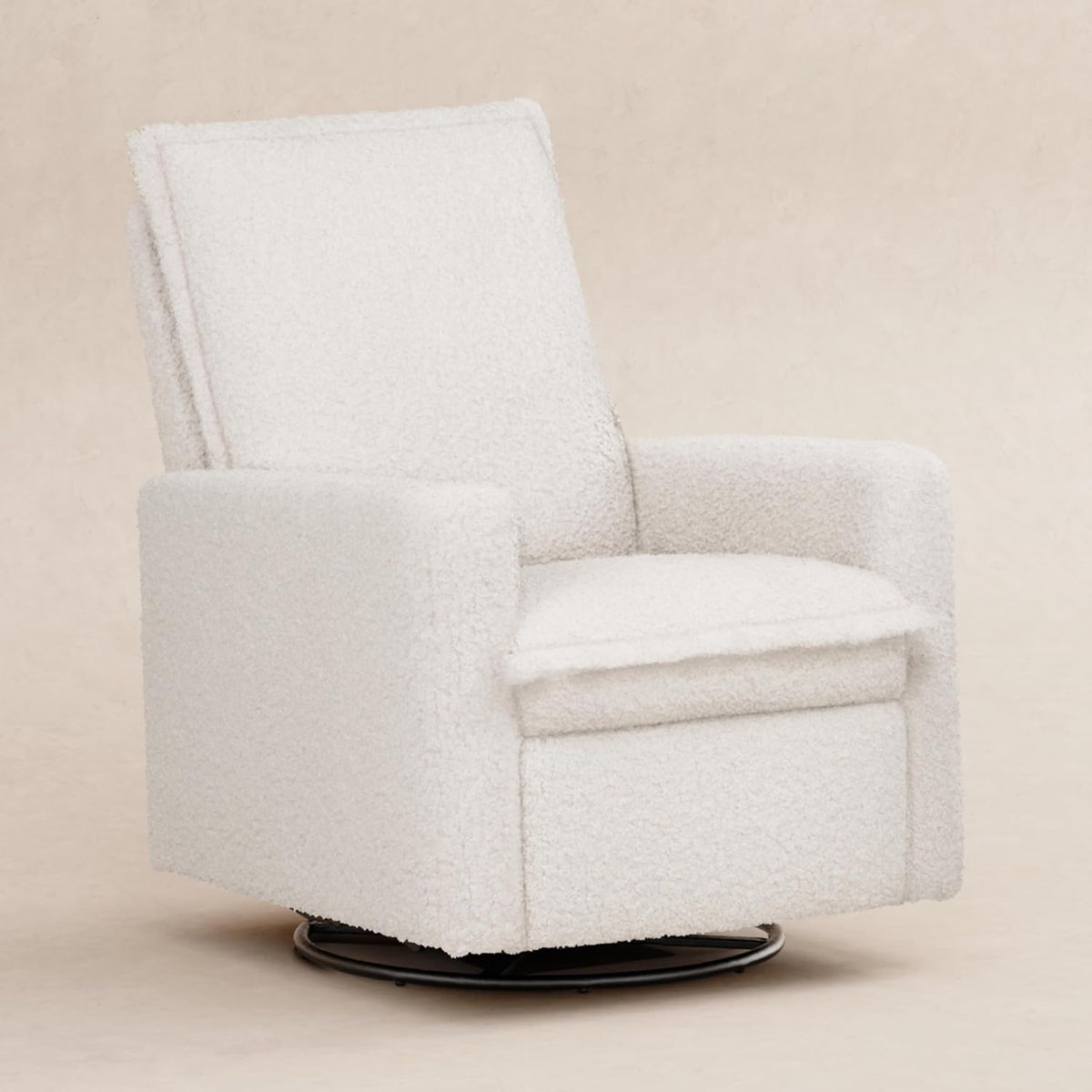 Cali Pillowback Swivel Glider in Performance Plastic Cream Eco-Weave, Water Repellent & Stain Resistant, Greenguard Gold and CertiPUR-US Certified