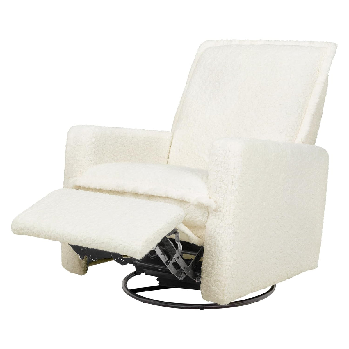 Cali Pillowback Swivel Glider in Performance Plastic Cream Eco-Weave, Water Repellent & Stain Resistant, Greenguard Gold and CertiPUR-US Certified
