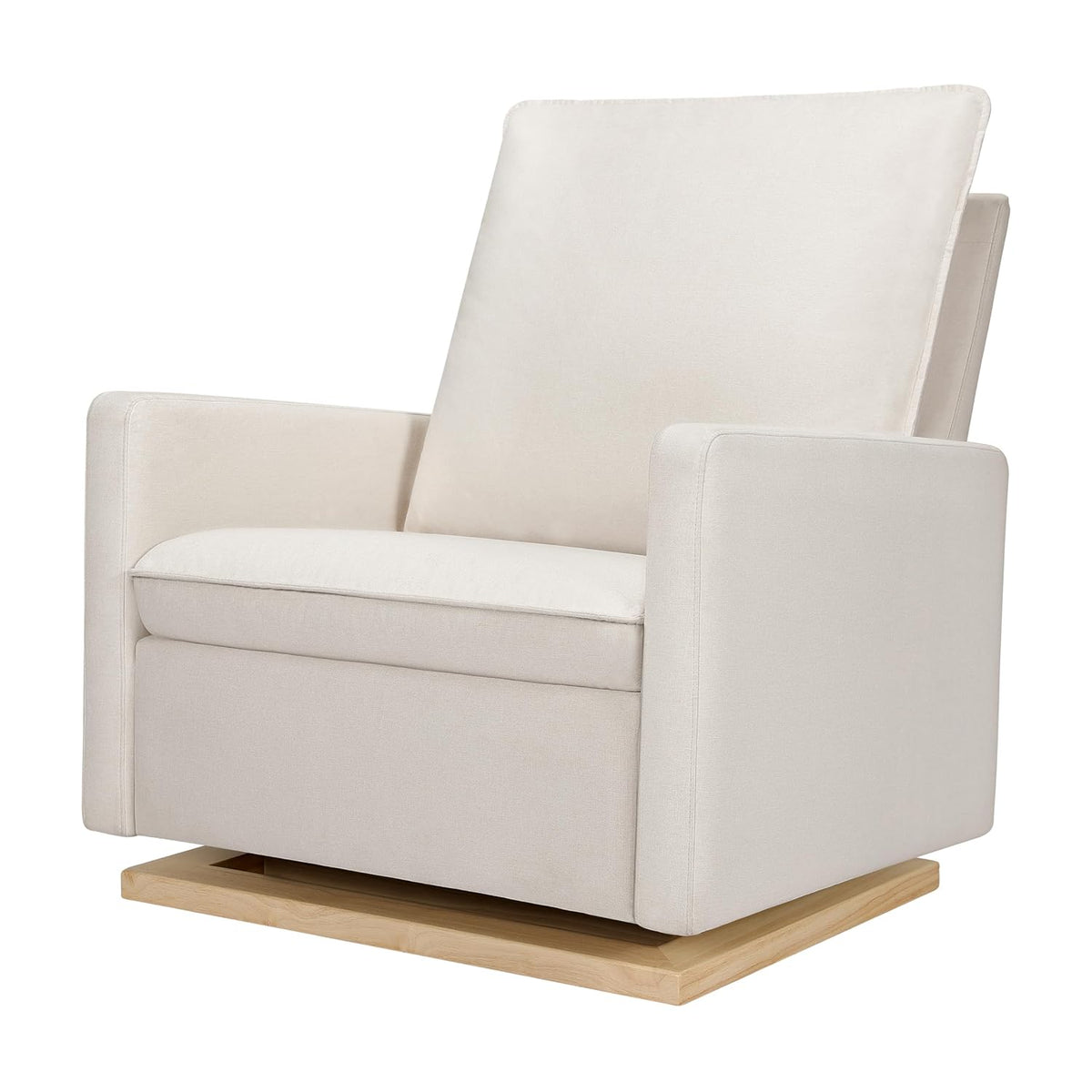Cali Pillowback Swivel Glider in Performance Plastic Cream Eco-Weave, Water Repellent & Stain Resistant, Greenguard Gold and CertiPUR-US Certified