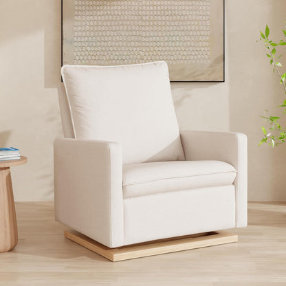 Cali Pillowback Swivel Glider in Performance Plastic Cream Eco-Weave, Water Repellent & Stain Resistant, Greenguard Gold and CertiPUR-US Certified