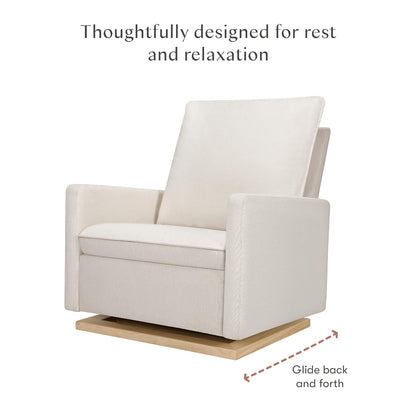 Cali Pillowback Swivel Glider in Performance Plastic Cream Eco-Weave, Water Repellent & Stain Resistant, Greenguard Gold and CertiPUR-US Certified
