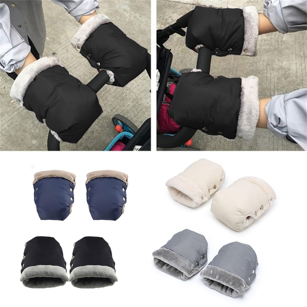 Mittens Windproof Handmuffs Pram Hand Muff Pushchair Hand Warmer Gloves for Cold Weather Splashproof Warmer for Pram