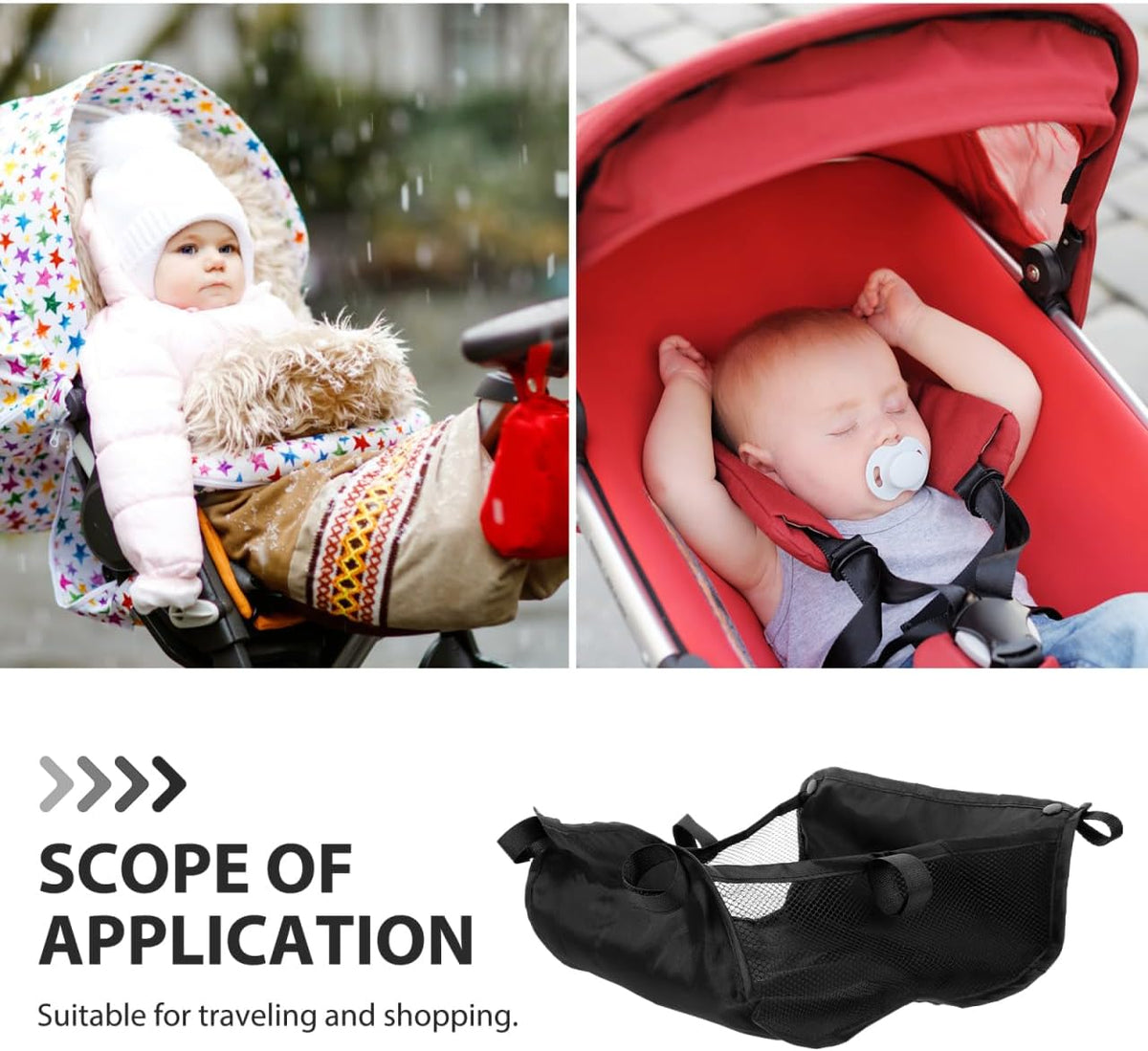 Umbrella Stroller Storage Basket Under Seat Mesh Net Bag Attachment, Pushchair Organizer Caddy for Diapers & Shopping