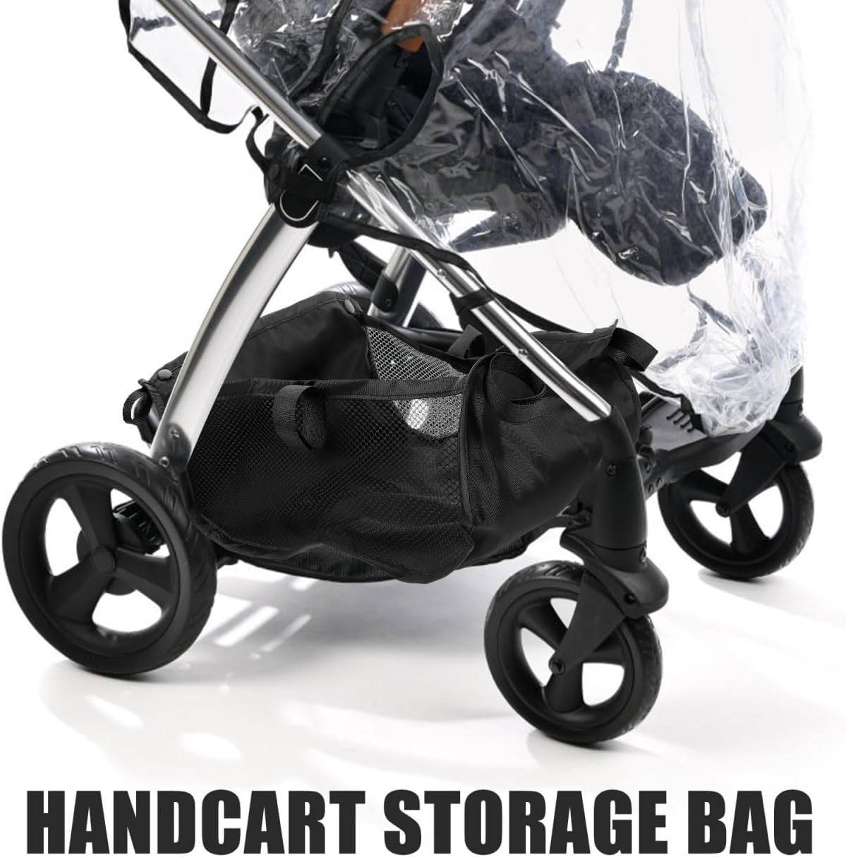 Umbrella Stroller Storage Basket Under Seat Mesh Net Bag Attachment, Pushchair Organizer Caddy for Diapers & Shopping