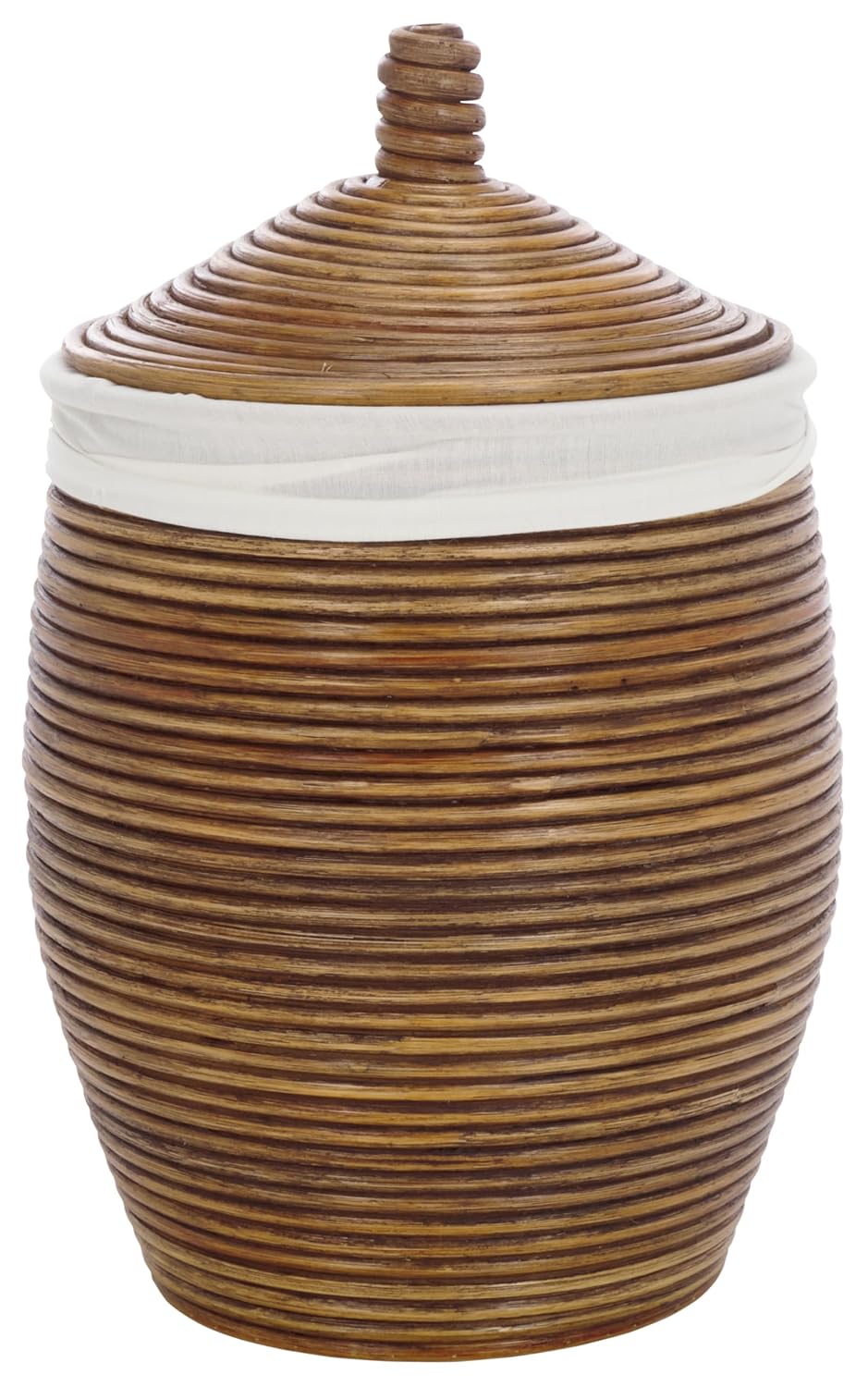 Home Collection Mikkel White & Honey Brown Wash Rattan Laundry Basket (Fully Assembled)