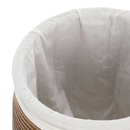 Home Collection Mikkel White & Honey Brown Wash Rattan Laundry Basket (Fully Assembled)