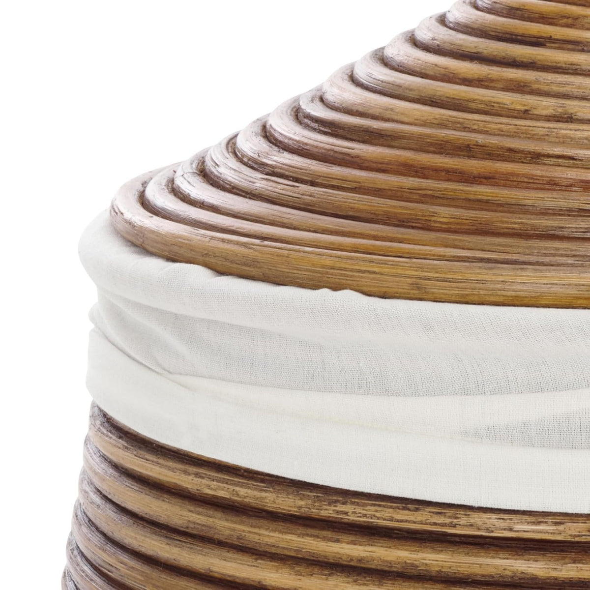 Home Collection Mikkel White & Honey Brown Wash Rattan Laundry Basket (Fully Assembled)